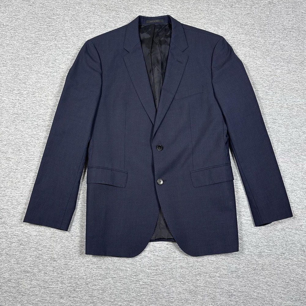 Hugo Boss Blazer Mens 40R Blue Drago Lanificio In Biella Wool Two Button Jacket